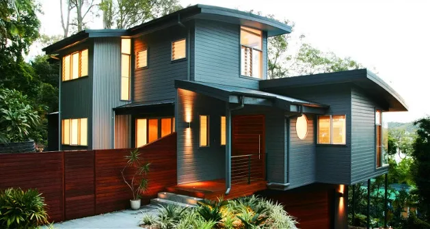 Blue house exterior